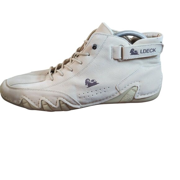 Men's Beige Ldeck High-Top Sneakers/Boots  Size 44 Leather - Picture 3 of 8